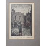 Michael Renton: a limited edition print, "Town Hall & St Mary's Church, Rye", 12 /100, in wooden