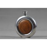 A limited edition pewter flask with a fragment of oak from HMS Victory, 48/50, 4 1/2" high