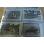 Ford Model T. Black radiator motor cars. A folder of mostly postcard size images, most period,