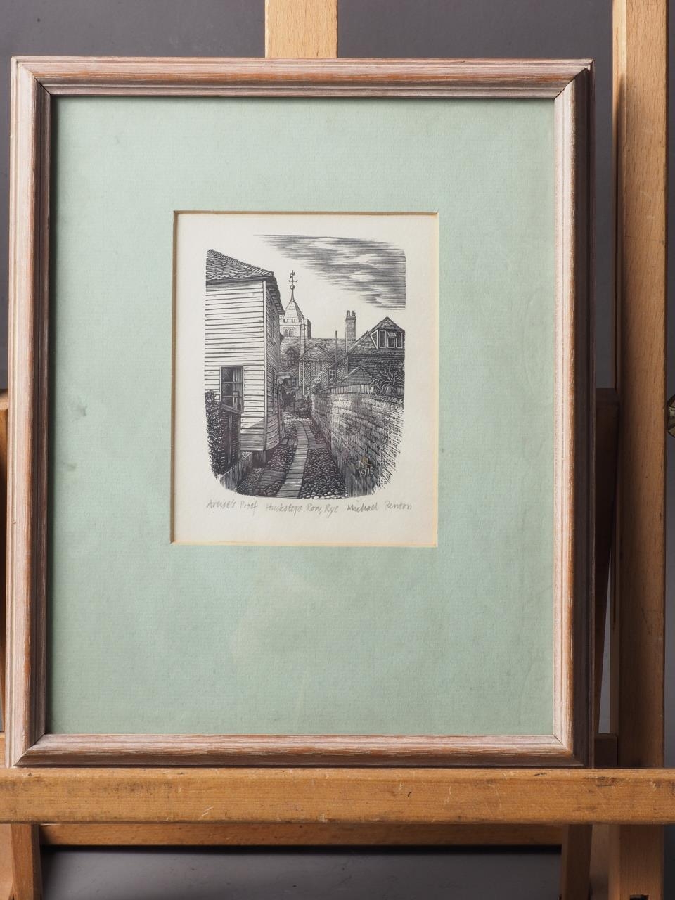 Michael Renton: a limited edition print, "Town Hall & St Mary's Church, Rye", 12 /100, in wooden - Image 2 of 3