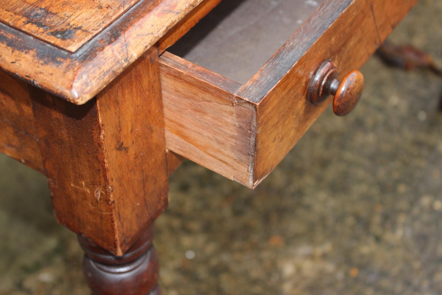 A mahogany side table, fitted two drawers, on turned supports, 34" wide x 17" deep x 26" high - Bild 3 aus 3