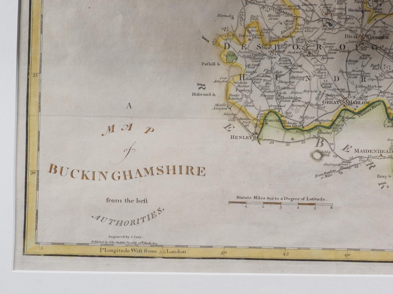 John Cary: a late 18th/early 19th century hand-coloured map of Buckinghamshire, in gilt strip frame - Image 2 of 3
