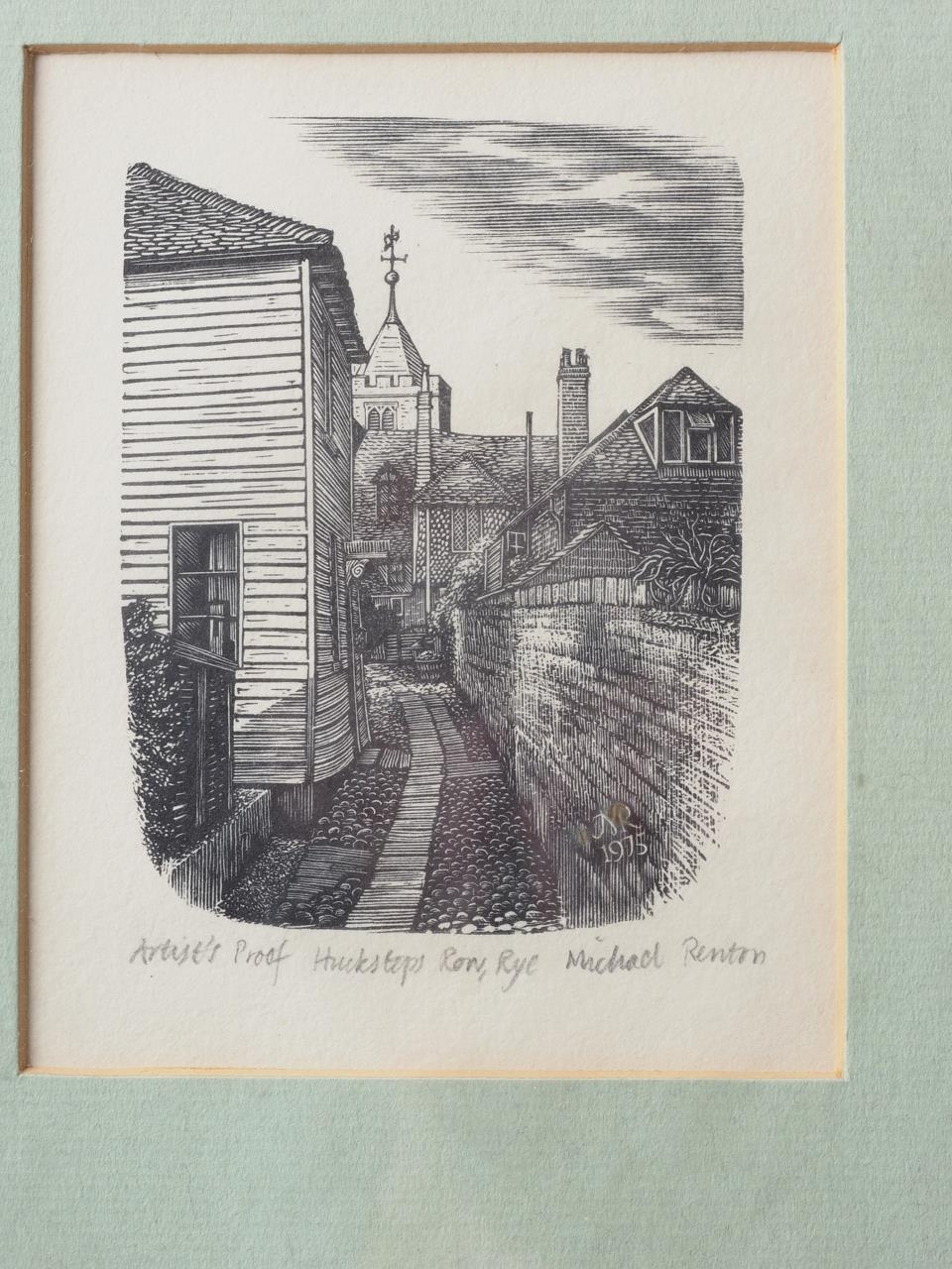 Michael Renton: a limited edition print, "Town Hall & St Mary's Church, Rye", 12 /100, in wooden - Image 3 of 3