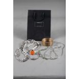 A Studio 35 textured bracelet, a pearl and white metal necklace and other costume jewellery