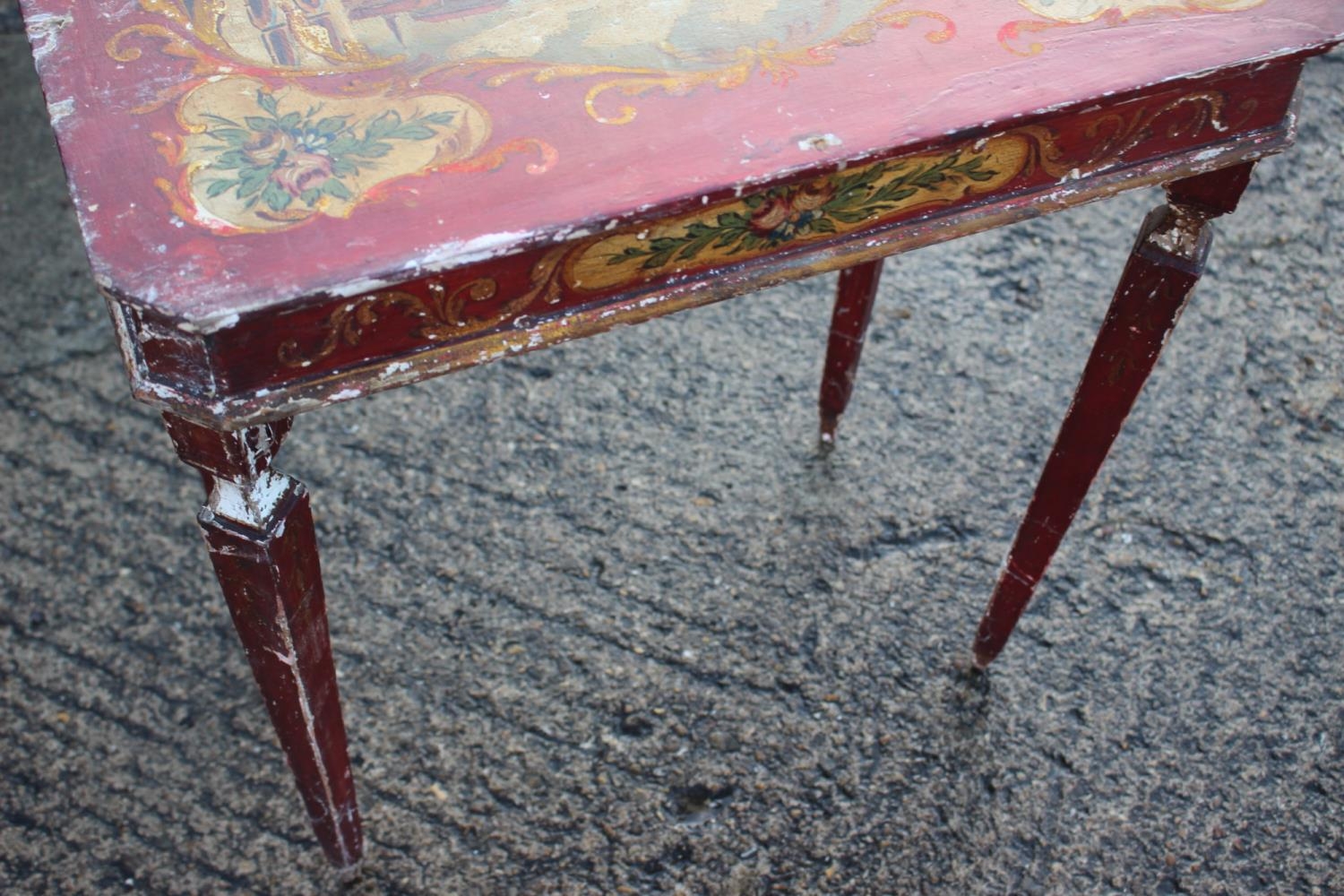 A Venetian painted occasional table, fitted one drawer, on square taper supports, 23 1/2" long x - Bild 5 aus 5