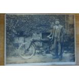 Motorcycles & Motor Tricycles. A box of assorted postcards and photographs, some of particularly