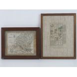 Antique maps ( 1 x Welsh Strip map) - John ( Jean) Rocque after Thomas Read a county map of