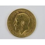 A 22ct gold half sovereign George V 1912, 20mm dia, 4g.