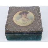 A HM silver and velvet jewellery box, silk lining,