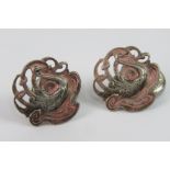 Art Nouveau - a pair of circa 1900 enamelled cast Continental white metal cufflinks.