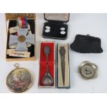 Society Cased Medal and other items- a 'The Force Order 1945' cased painted medal with named placed