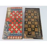 A 19th century Chinese export lacquer rectangular games box, decorated in gilt with a chess board,