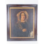 Oil on canvas; portrait study of a Victorian matriarch, unsigned . Slightly a/f to canvas.