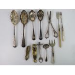 A good selection of assorted silver plated flatware including pair of berry spoons,