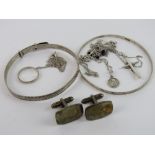 A quantity of silver jewellery including cufflinks, crucifix, St Christopher, etc, 36.2g.