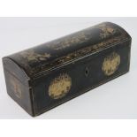 A Chinese export lacquer rectangular scroll or fan box, mid-19th century,