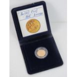 A 1982 22ct gold Proof Half Sovereign in presentation box with certificate, 4g.