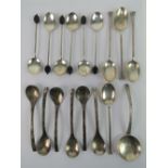 A set of four HM silver teaspoons, 35g, together with a set of six coffee 'bean' spoons, 30.