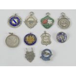 A quantity of HM silver sporting medallions together with three white metal medallions,