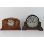 A good Art Deco Walnut overmantle clock having silvered dial with Arabic numerals,