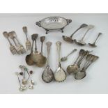 A quantity of silver plated cutlery inc pair of short ladles, trio of serving spoons, salad servers,