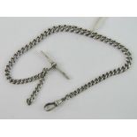 Hallmarked Silver Watch Chain - a graduated Curb Link watch chain 28.5 gms , 12 1/2 / 31.