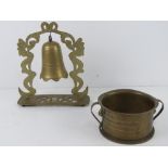 A Trench Art bell together with a Trench Art bowl.