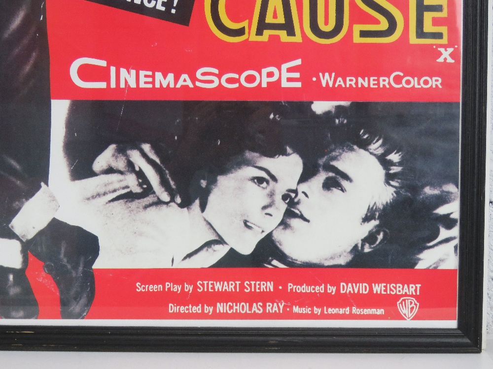 A contemporary reprint film poster of James Dean - Rebel Without a Cause, frame measuring 99 x 76cm. - Bild 2 aus 3