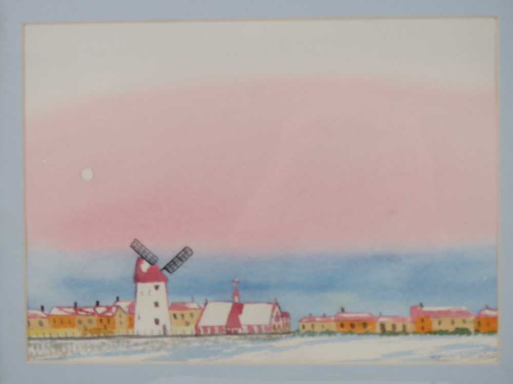 Frank Watkins; Watercolour 'Moonrise Lytham Windmill', dated 2014 and signed in pencil lower right, - Bild 3 aus 3