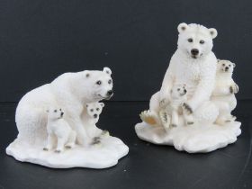 Two contemporary polar bear figurines, tallest 16cm high.