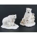 Two contemporary polar bear figurines, tallest 16cm high.