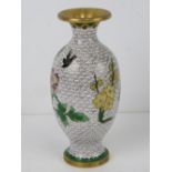 An early 20thC Chinese cloisonné Canton enamel vase, white ground having pink floral pattern upon,