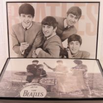 Two contemporary Beatles posters in frames, each measuring 92 x 62cm.