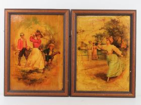 Ellen M Clapsaddle; Two prints on board, lacquered to age, in matching frames, overall size 46 x 34.