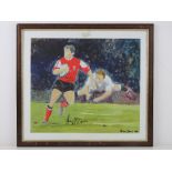 Signed print from 2003 Rugby World Cup quarter final between England and Wales, by Brian Davies,