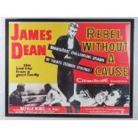 A contemporary reprint film poster of James Dean - Rebel Without a Cause, frame measuring 99 x 76cm.