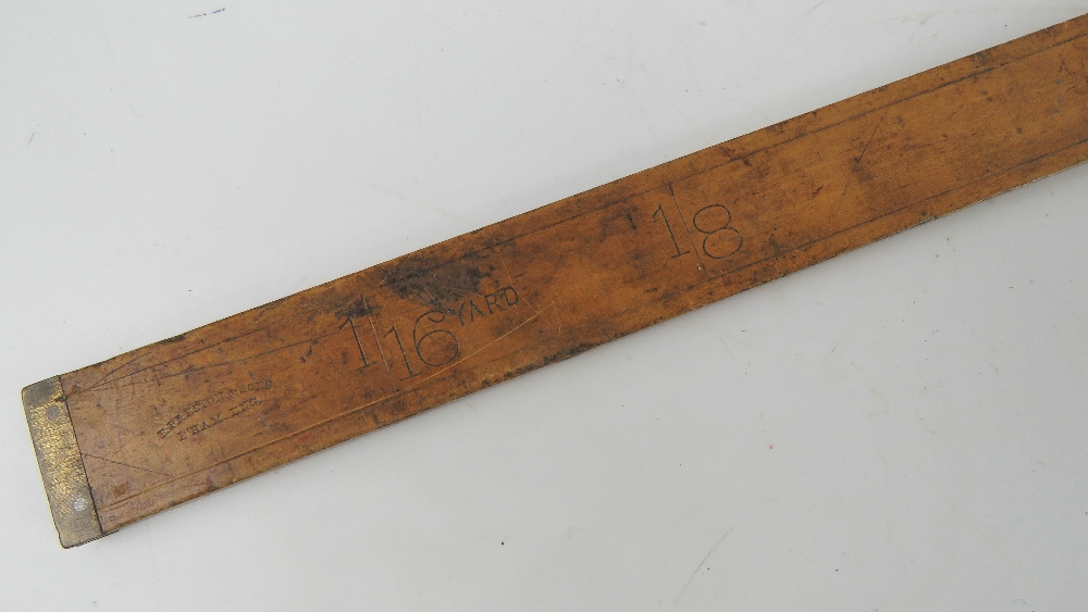 A boxwood yard stick having brass ends made by E Preston & Sons Birmingham. - Image 4 of 4