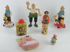 A quantity of Wallace and Grommit collectibles inc demister with genuine chamois leather.