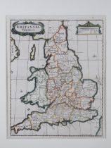 A hand coloured map of 'Britannia Saxonica', engraved by John Stuart for Robert Morden measuring 39.