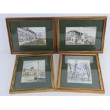Rosemary Dray; a set of four ink and watercolour scenes of Worthing c1980s,