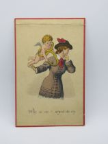 A printed Valentines or Sweetheart card 'Why so coy? urged the boy',