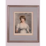 A coloured steel engraving of a lady in white gossamer dress, signed lower left Sydney Wilson,