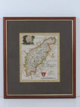 Northamptonshire, a hand coloured map, sight size 16 x 20cm framed and glazed.