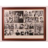 A framed montage of black and white photographs featuring actors inc Bob Hope, Lucille Ball,
