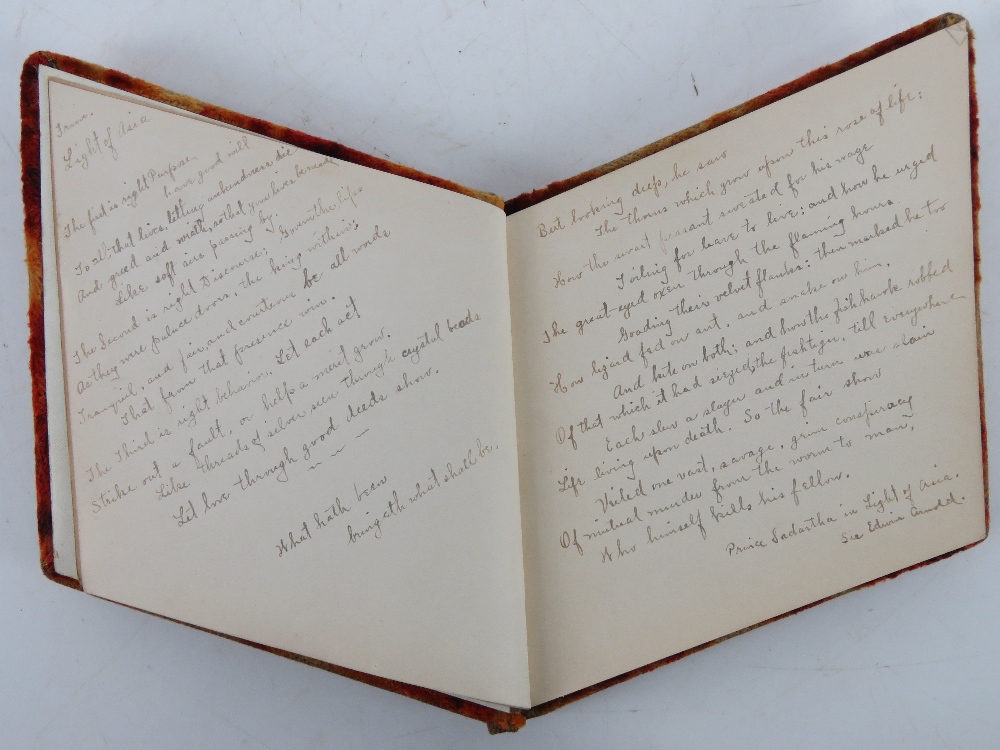 An early 20thC autograph album having a quantity of hand written famous passages within, - Bild 3 aus 4