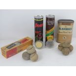 A quantity of assorted boxed vintage tennis balls including; Slazenger, Penn, Dunlop. Four items.