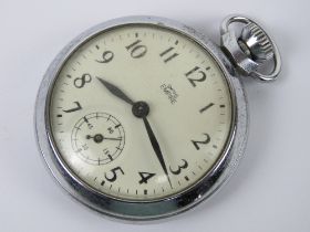 A Smiths pocket watch having cream dial with subsidiary seconds dial, chrome case.