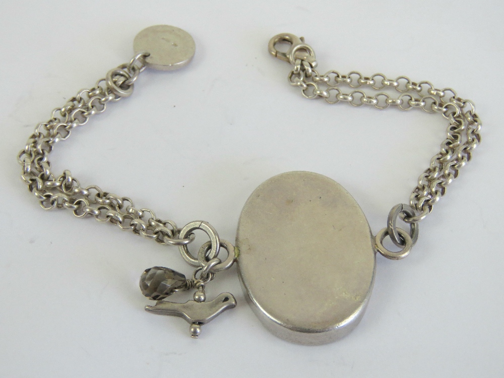 A HM silver double chain link bracelet having vintage style portrait to centre, - Image 3 of 3