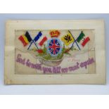 'God be with you till we meet again' embroidered WWI sweetheart greetings postcard,