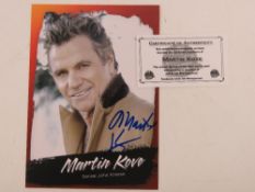 Martin Kove (Sensei John Kresse) autographed photo card measuring 18 x 13cm.